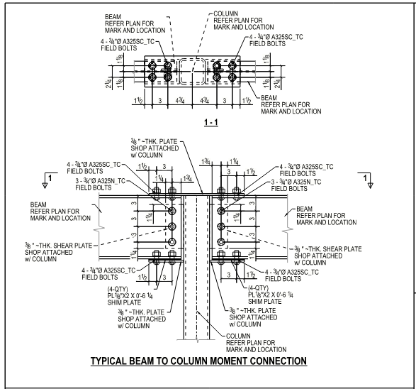 steel shop drawings connection detail